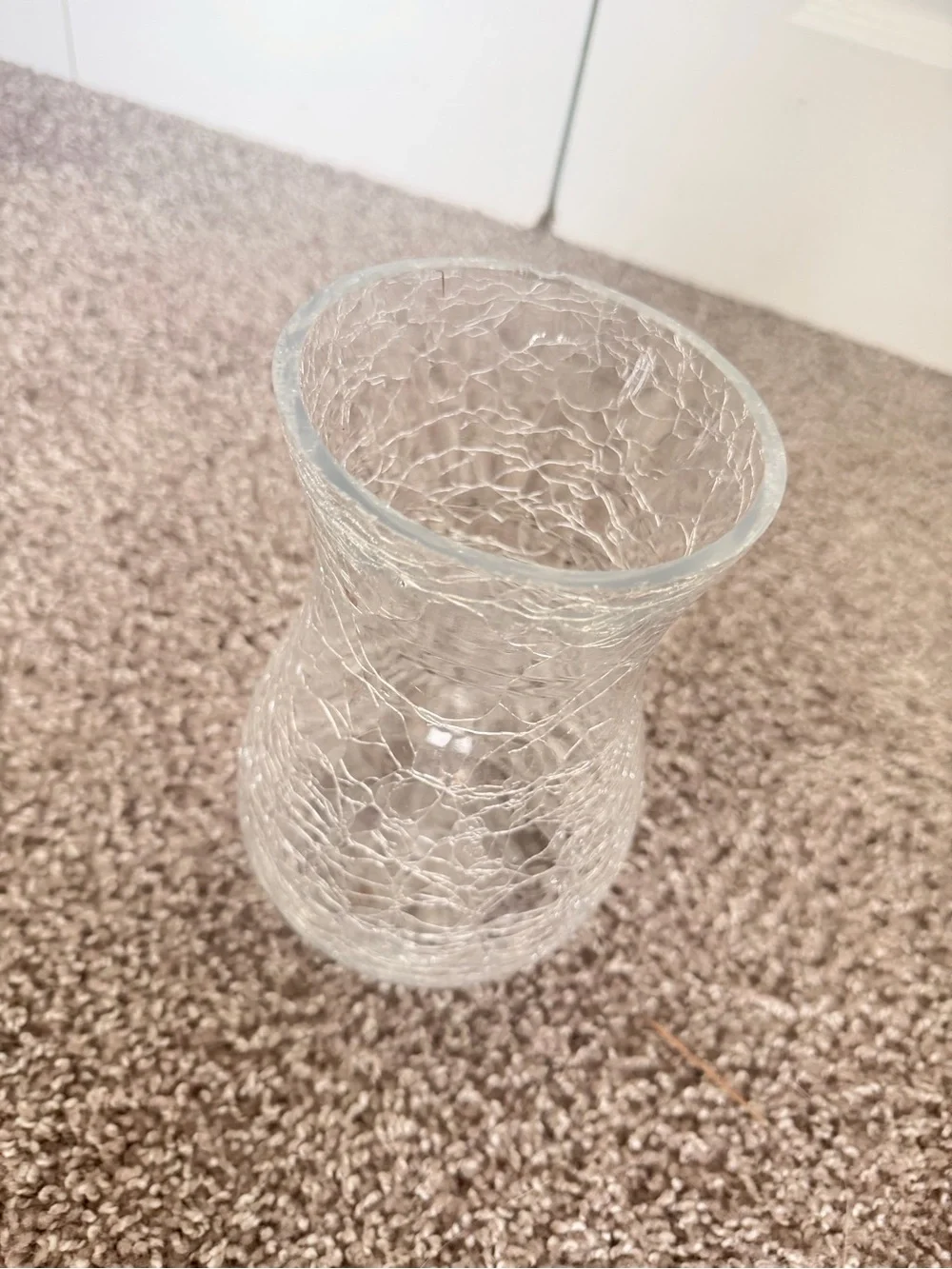Clear Crackle Glass Decorative Vase - Elegant Home Accent